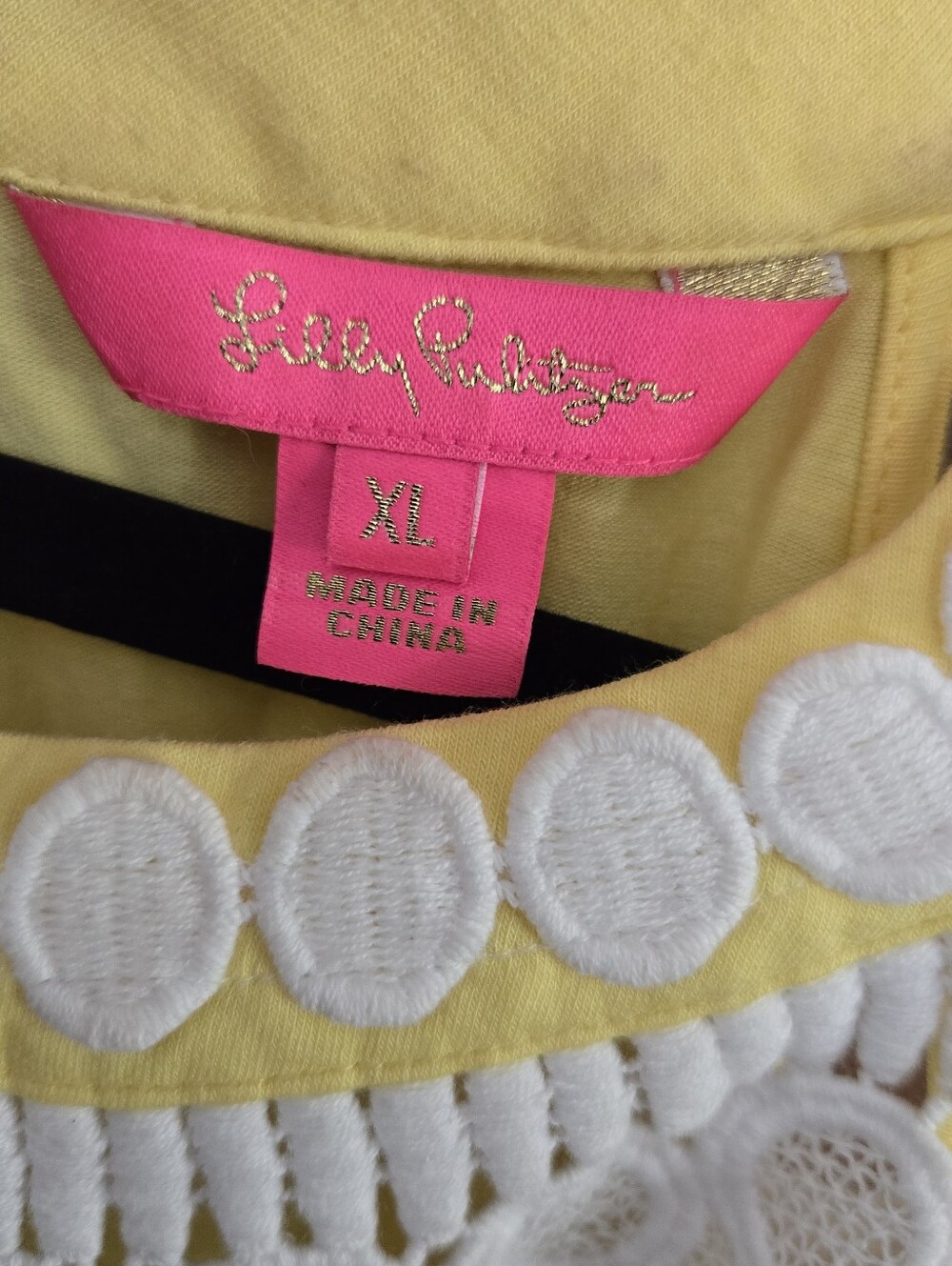 Lilly Pulitzer XL Dawn Tunic Top Yellow Crochet Lace Sleeveless Boho Beach - Picture 4 of 6